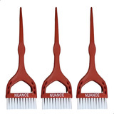 Kit 3 Pincéis Médios Tintura Cabelo Nuance Vermelho Pro