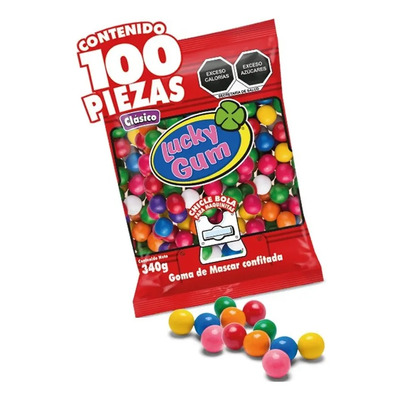 Chicle Bola Lucky Gum Clásico 100 Piezas 340g Para Maquinitas | MercadoLibre