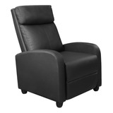 Sillon Reclinable Cine En Casa Masaje Piel Negro