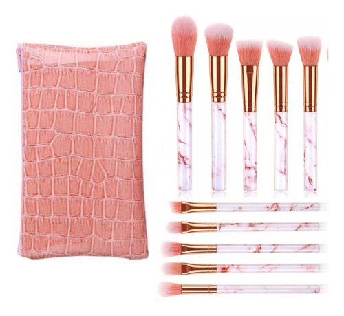 Set De 10 Brochas Rose Gold En Estuche Animal Print