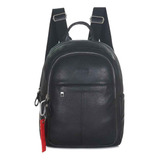 Mochila Trendy Simil Cuero Incluye Llavero Urbana Lubeca Color Negro