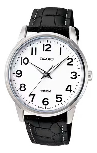 Reloj Hombre Casio  Sumergible Cuero Mtp-1303l Megatime