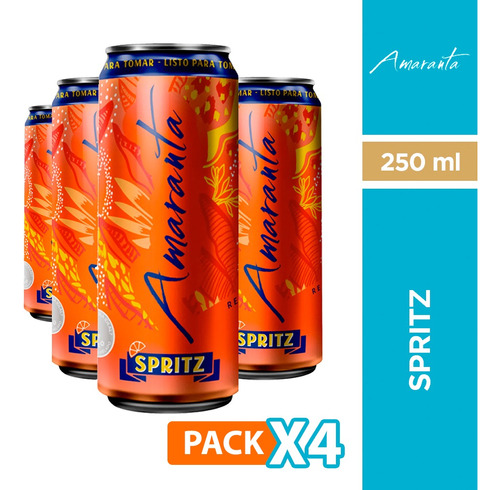 Pack 4 Coctel Amaranta Spritz Lata De 250cc