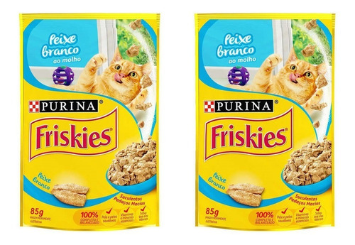 Sachê Ração Úmida Friskies Gatos Adultos Peixe Branco 85g