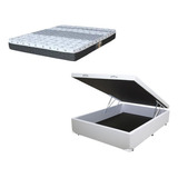 Colchão Castor Casal Padrão Viúva + Cama Box Baú (128x188) Cor Corino Branco