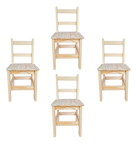 4 Cadeiras Banquinho Cadeirinha Infantil Madeira Crianças   