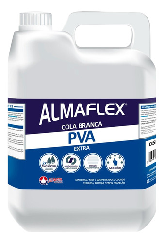 Cola Pva 5kg Branca Madeira Aglomerado Papel Couro Tecido