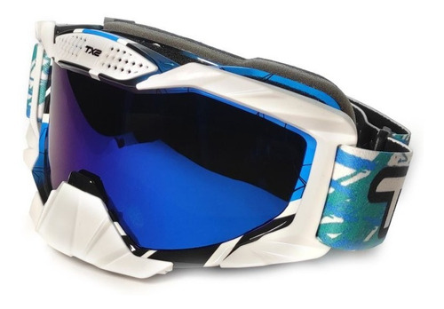 Goggle Tech-x2 Cg07s Bco/azul Mica Polarizada Rider One