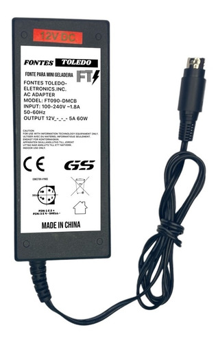 Fonte Para Dvr 12v 4a 48w 4 Pinos