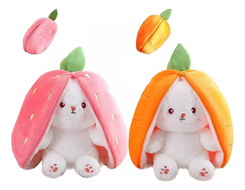 18cm Conejo De Peluche Fresa Con Cierre Reversible Kawaii×2