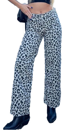 Pantalon Mujer Jean Animal Print Full Length