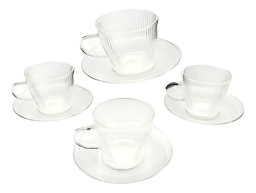 Set 4 Tazas Con Platillo 110ml Espresso Glasso