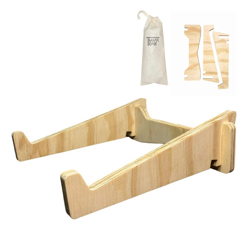 Soporte Apoya Notebook Madera Regulable Con Estuche