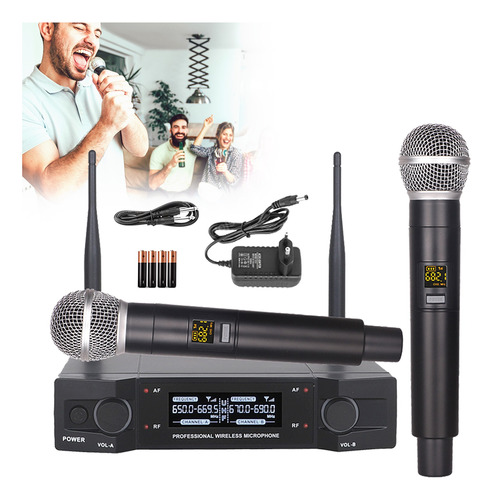 Micrófonos Inalámbrico Profesional 2 Handheld Uhf Microfonos