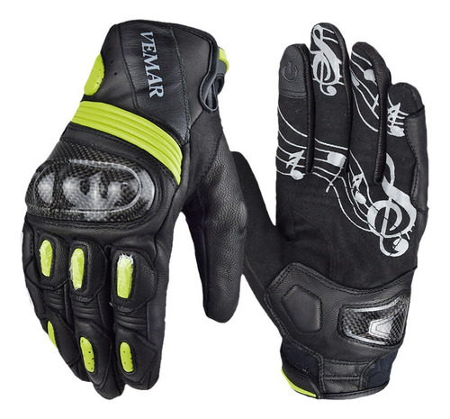 Guantes De Moto Todoterreno De Piel Cortavientos Carbon Fibe