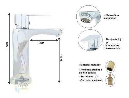 Grifo Llave Baja Cromada Agua Fría Para Lavamanos