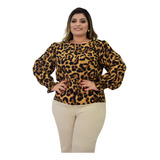 Blusa Feminina Plus Size  Camisa Social Moda Alfaitaria Duna