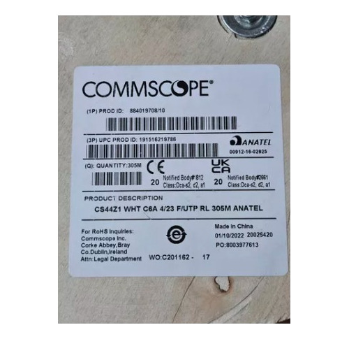 Cable F/utp Amp Commscope Cat6a 50 Mts