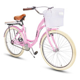 Bicicleta R26 Vintage Crusier Incluye Accesorios Color Rosa