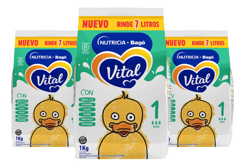 Vital 1 Leche Formula Maternizada Polvo Pouch 1kg Pack X 3u