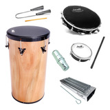 Kit De Instrumentos Tantan + Pandeiro Torelli + Reco Reco 