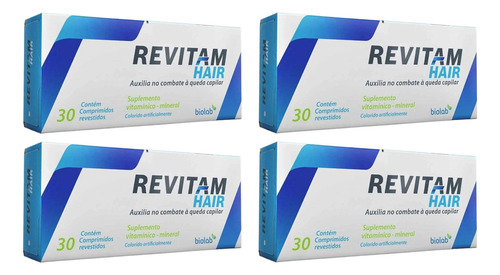 Combo 4 Caixas Revitam Hair 30 Comprimidos