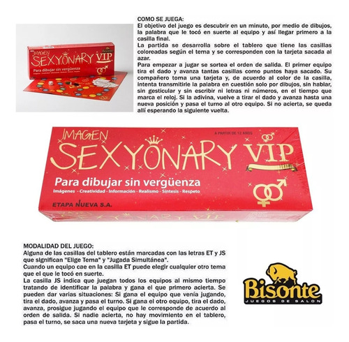 Juego Sexyonary Vip T/ Pictionary Pero Picante Sexionary Vip