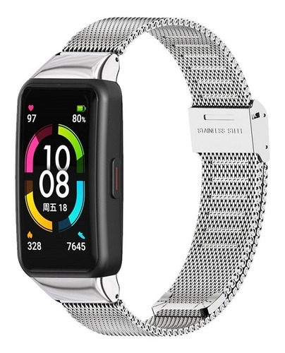 Correa De Acero Para Huawei Band 6 Y Honor Band 6 + Mica