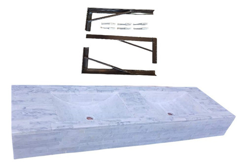 Mesada Bacha Mármol Carrara 150x47 Cm Colgante C/ménsulas