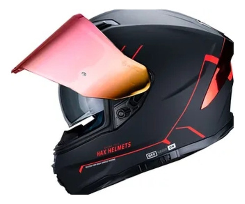 Casco Integral Hax Forcé Negro Mate Rojo