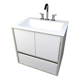 Vanitory Flotante Colgante Minimalista Mueble Baño C/ Mesada Cantidad De Agujeros Para Grifería Tres Agujeros Mueble Nevado Con Everest