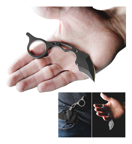 1 Mini Faca Karambit Full Tang E Bainha Em Kydex - Mod:sk3