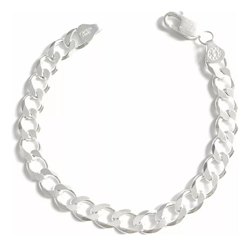 Esclava Pulsó Pulsera Barbada Cubana 21cm 9mm Plata Ley 925