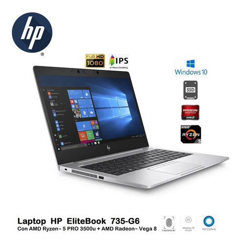 Hp Elitebook 735-g6 Ryzen-5 Pro 3500u 16gb 256gb 13.3fhd W10