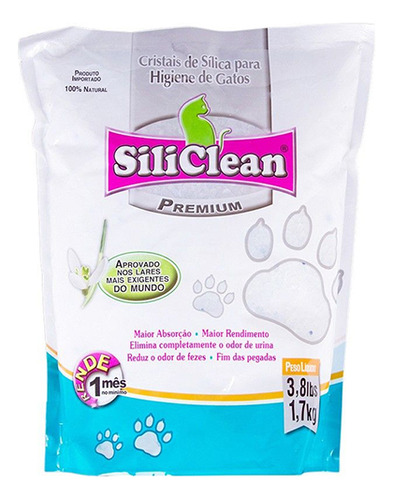 Areia Higiênica Siliclean Cristais De Sílica Grossa 1,7kg