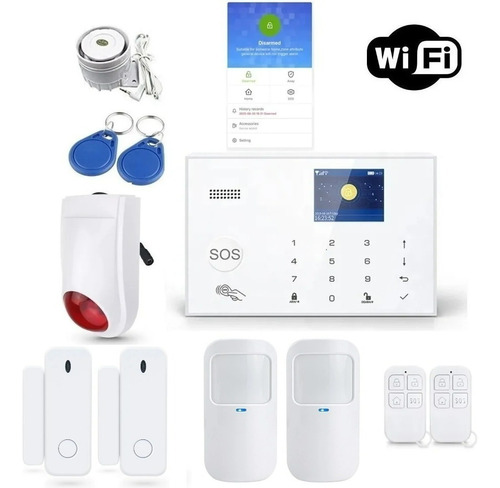 Kit Alarma Domiciliaria Pst G30 Inalambrica 4 Sensores Wifi Con Sirena Externa