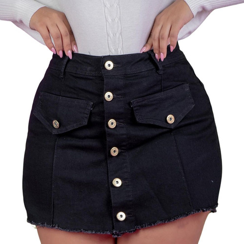 Shorts Saia Jeans Plus Size Azul E Preto Bermuda Short Denim