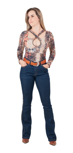 Calça Jeans Flare Feminina Country Coll Rodeio Lycra Premium