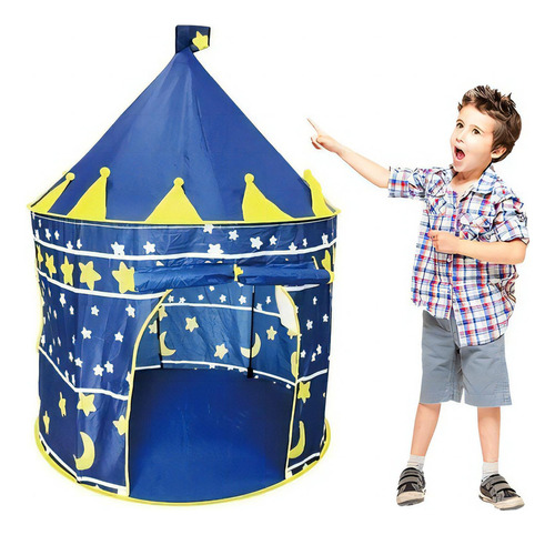 Barraca Infantil Toca Dobrável Castelo Menina Menino Cabana Tenda Divertida Brinqway Bw-068 Azul