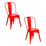 Set 2 Sillas Tolix Comedor Metálica Vintage Industrial Rojo