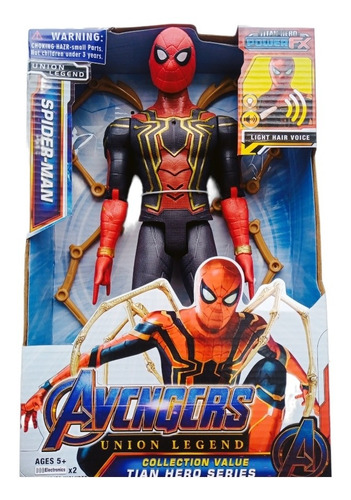 Muñeco Spiderman Avengers Luz Sonido 30cm Articulado