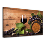 Quadro Para Cozinha Restaurante Vinho Uvas Grande 130x90cm