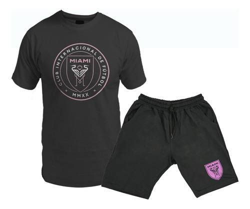 Conjunto Remera Y Short Corto Bermuda Logo Marca Motivos 01