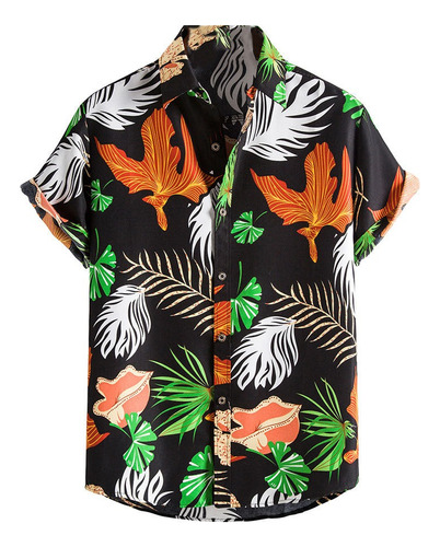 Camisa Casual Hawaiana De Hombre Con Estampado Tropical