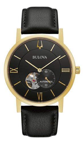 Relógio Bulova 97a154 Clipper Orig Mec. Autom Gold Black