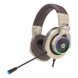 Auriculares Headset H500 Hp Gamer C/ Mic 3.5mm Luces Rgb Color Dorado