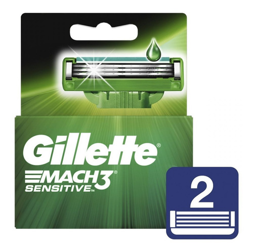 Gillette Mach 3 Sensitive Repue X 2 Unidades Magistral Lacro