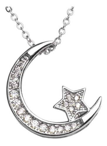 Collar Luna Mujer Oro Plata Zirconia Regalo Original Luckyly