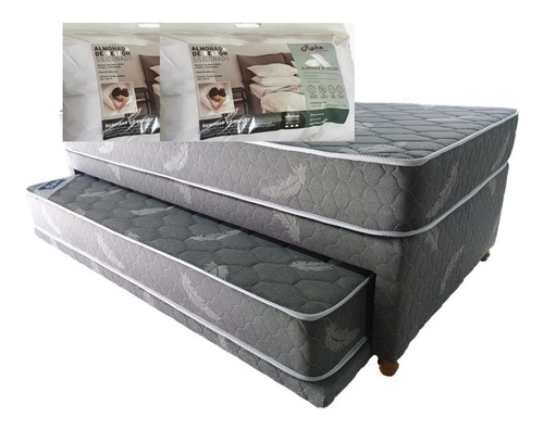 Divan Duo Con Colchónes Y Sommier 1 Plaza + 2 Almohadas