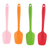 4 Espátulas De Silicona Kit Para Cocina Hornear Multicolor L